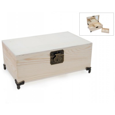 JOYERO DE MADERA CON ESPEJO 25X15X9.5 CM