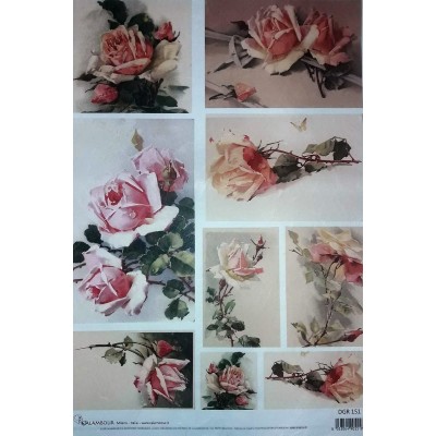 PAPEL DE ARROZ FLORAL DE 35 X 50 CM