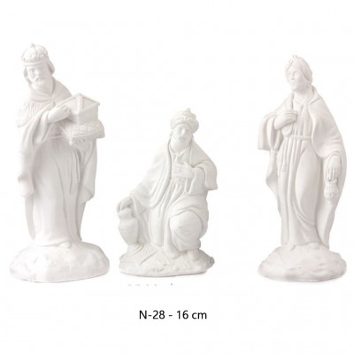 Imagen del conjunto de Reyes de 16 cm en álamo, perfectos para tu Nacimiento o Belén navideño.