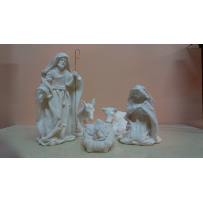 Imagen del nacimiento de 5 piezas con el Buey y la Mula de 26 cm, perfecto para la decoración navideña.