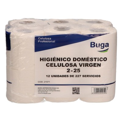BUGA | PAPEL HIGIENICO Doméstico - 2 capas - Celulosa virgen